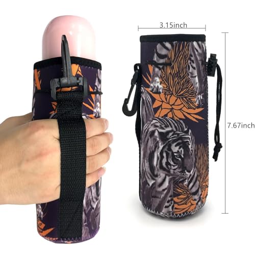 Image of Wanty Neoprene 20 Oz Insulated Water Drink Bottle Cooler Carrier Cover Sleeve Tote Bag Pouch Holder Strap for Climbing Cycling and Running Outdoor Activities