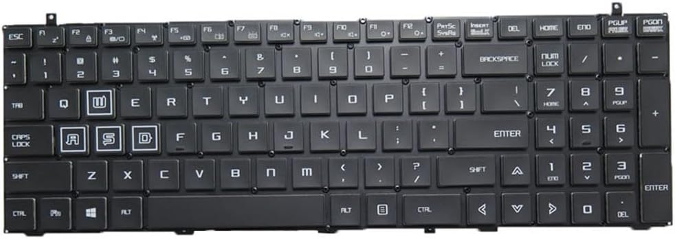 有線キーボード バックライト 静音 25dB 光る キーボード 高さ調整付き 防水 防塵 白色LED シリコン滑り止め オフィス テレワーク パソコン  キーボード US配列 カラフルなバックライト ノートパソコンキーボード互換 Gateway GGNC71719 GGNC71719-BK 英語 US カラ