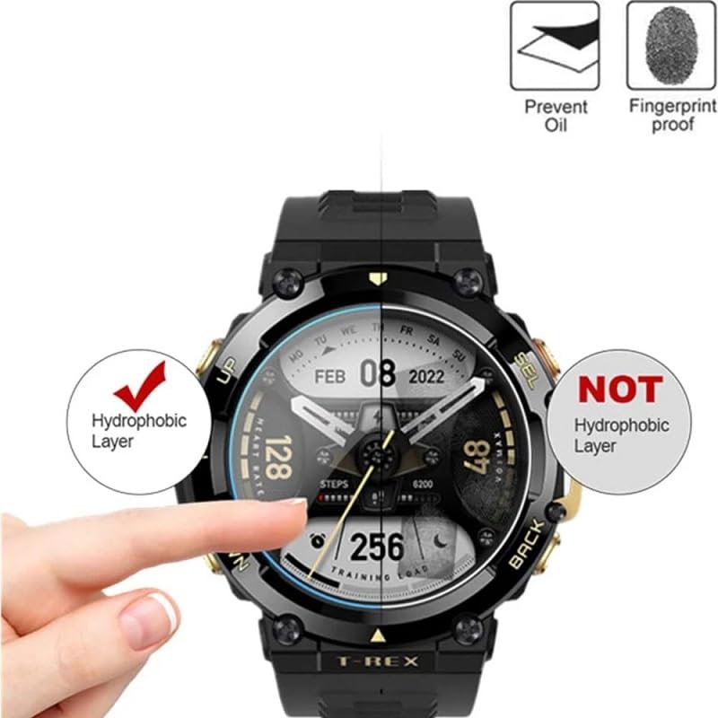 Image of YODI Pack of 2 Waterproof 3D Tempered Glass Screen Protector Compatible with Amazfit T-rex 2 Only ((T-REX 2))