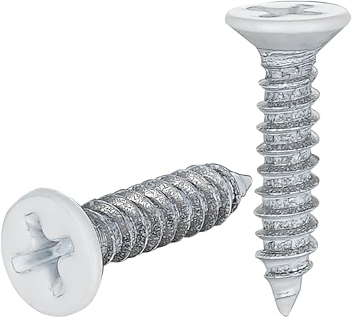 JQK #8 x 34" Tornillo de madera blanco, cabeza plana Phillips Tornillo para madera 18-8 SS galvanoplastia acero inoxidable blanco, #8 x 34 pulgadas,