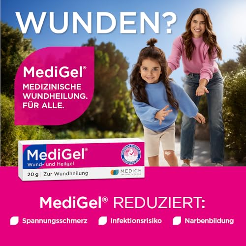 MediGel 20 g zur Wundheilung - bei akuten Wunden - reduziert die Narbenbildung - ohne Klebegefühl - Hydroaktives Lipogel mit Zink & Eisen