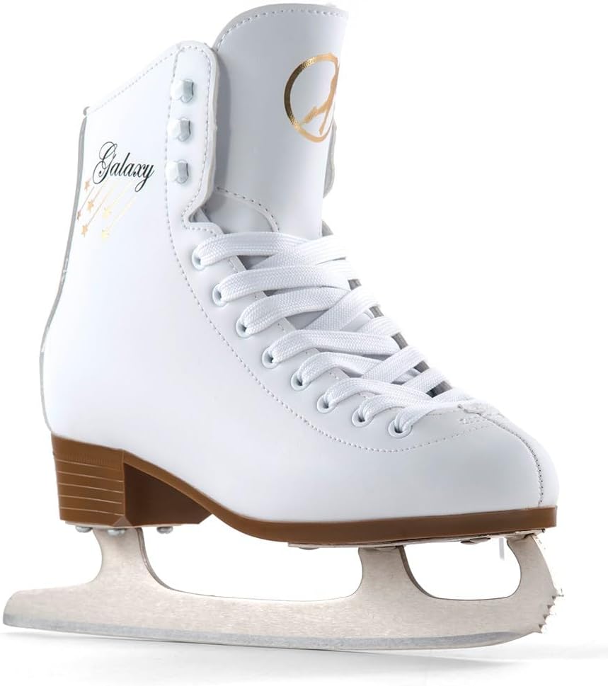 SFR Galaxy Figure Ice Skate with Pre-Sharpened Carbon Stainless Blade and Ergonomic Heel Design | Timeless and Elegant Women's and Men’s Ice Skating Nu-buck Sueded Feel Lining and Printed Side Details