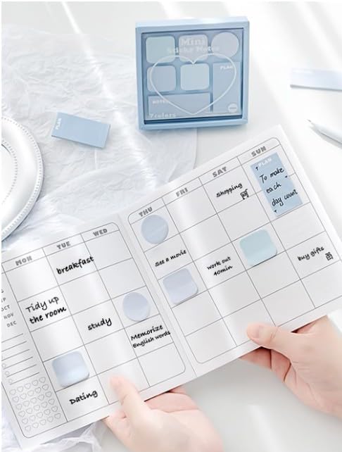 1Pc Blue Mint Small Sticky Notes,4 Styles Set,Cute School Supplies,Quick Removal,Self-Stick Note for Office School Personal Note Pads Convenient to Carry,Notebooks and Writing Pads,Pastel Colors - Image 7