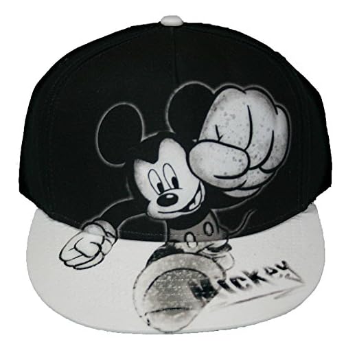 Disney Mickey Mouse Smash Flat Bill Mens' Baseball Hat, Gray, One Size