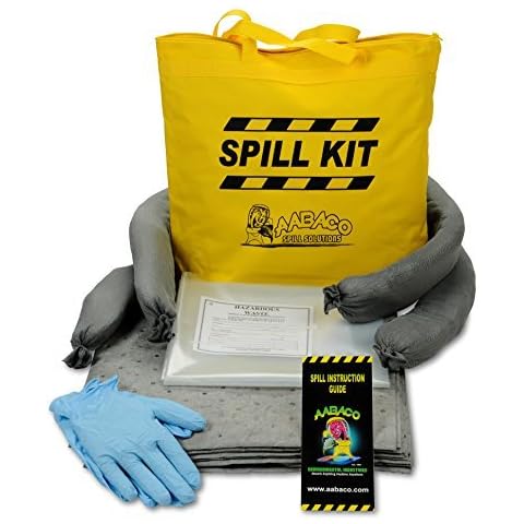 AABACO Universal Spill KIT – 4 Kits - Perfect Spill Kits for Trucks - in Portable High Visibility Yellow Tote Bag –for Spill Response – Chemical Or Oil Containment Cover