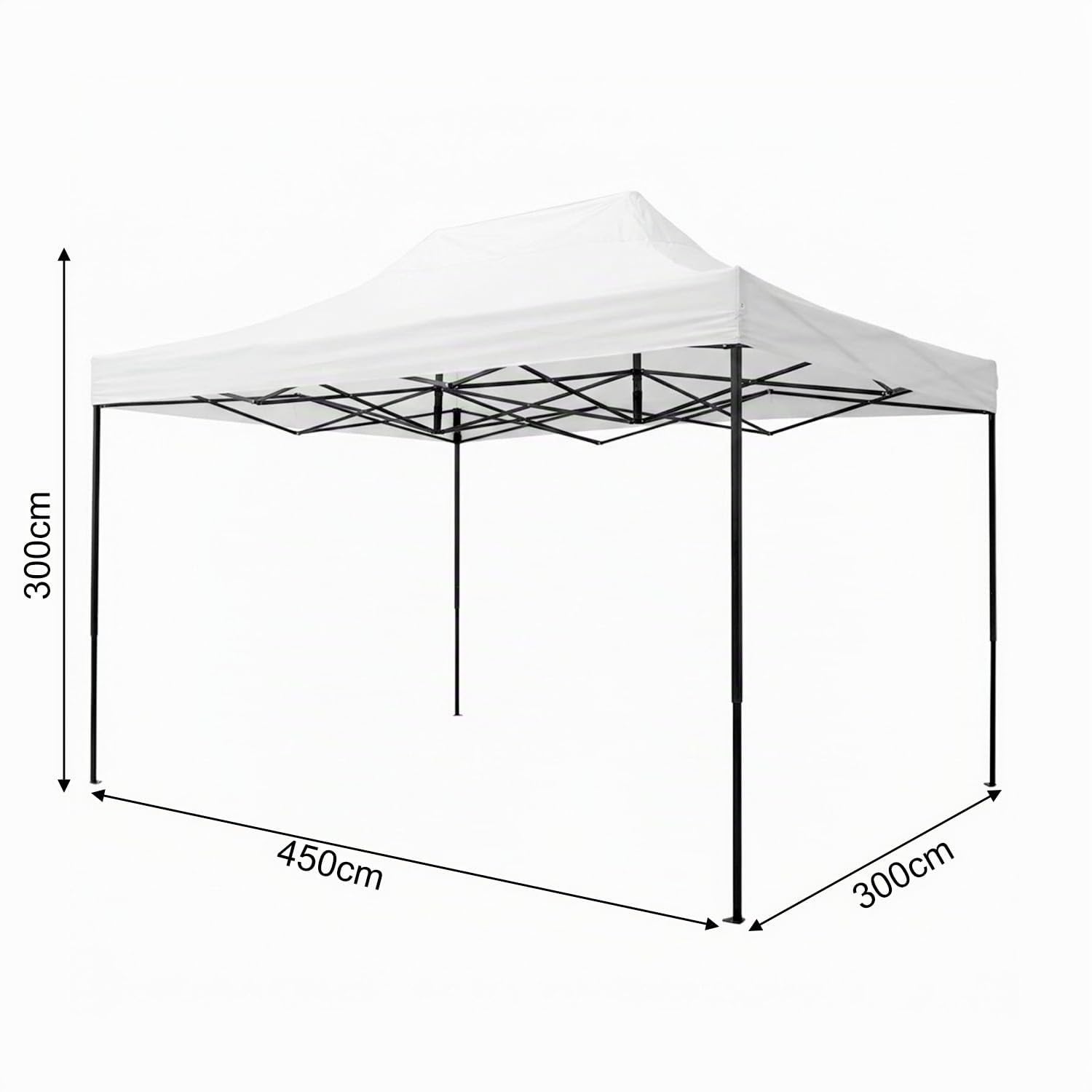 BRICOZONE Gazebo Professionale 3x4.5 Metri Pieghevole Impermeabile Con Struttura In Acciaio Rinforzata Telo Oxford 1200D PVC Protezione UV Con Sacche Zavorra Picchetti Corde E Borsa Custodia (Bianco)