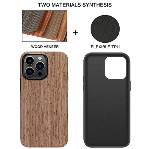 Coque iPhone 14 Pro Max en bois de rose véritable et silicone élégant TENDLIN - 2