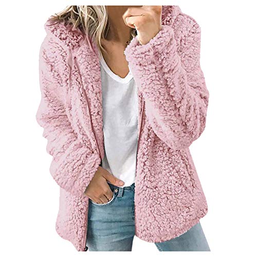 HAM Women's Casual Warm Faux Shearling Coat Jacket Autumn Winter Long Sleeve Lapel Fluffy Fur Outwear