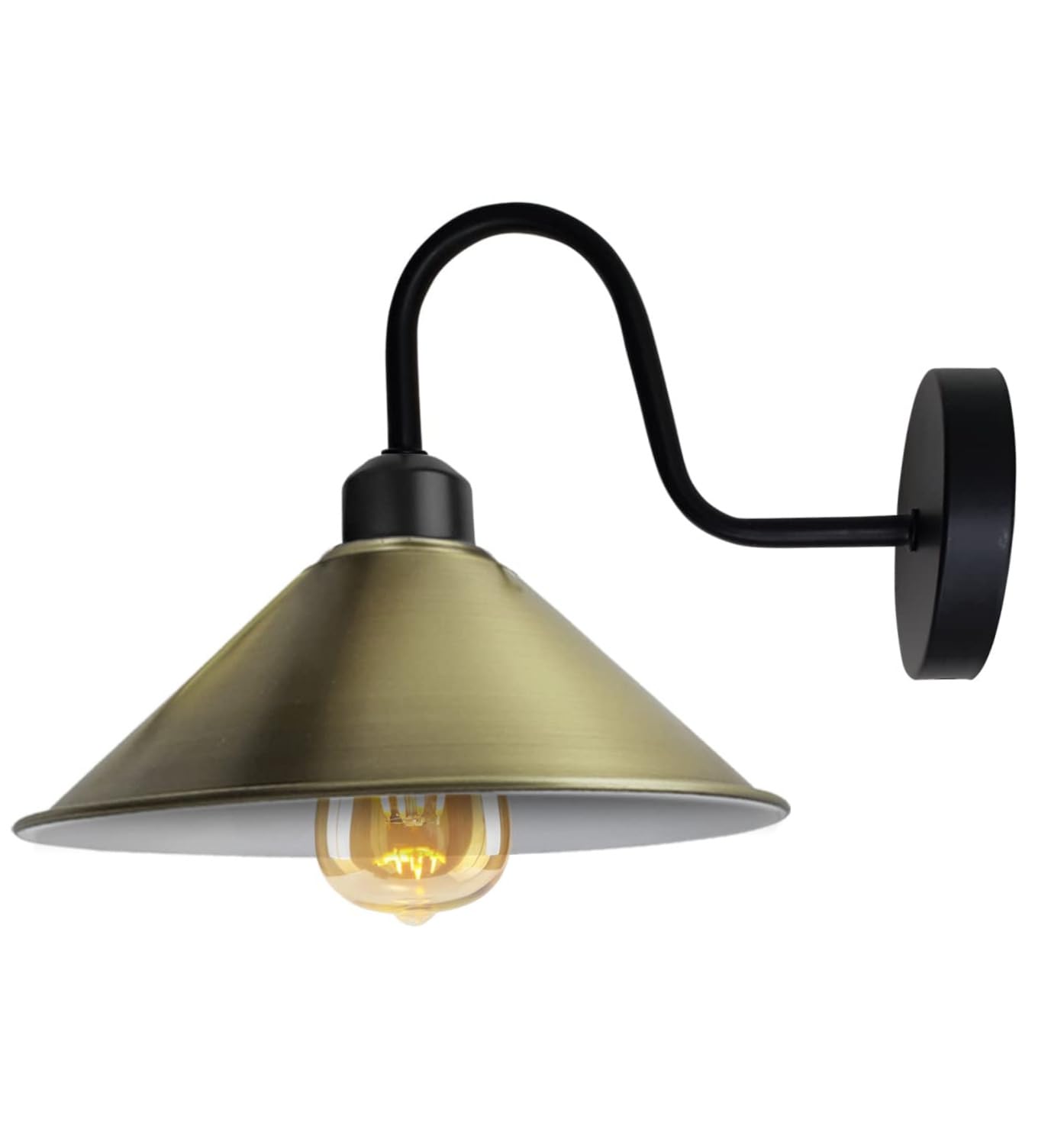 LEDSone Green Brass Swan Neck Vintage Industrial E27 Sconce Lamp