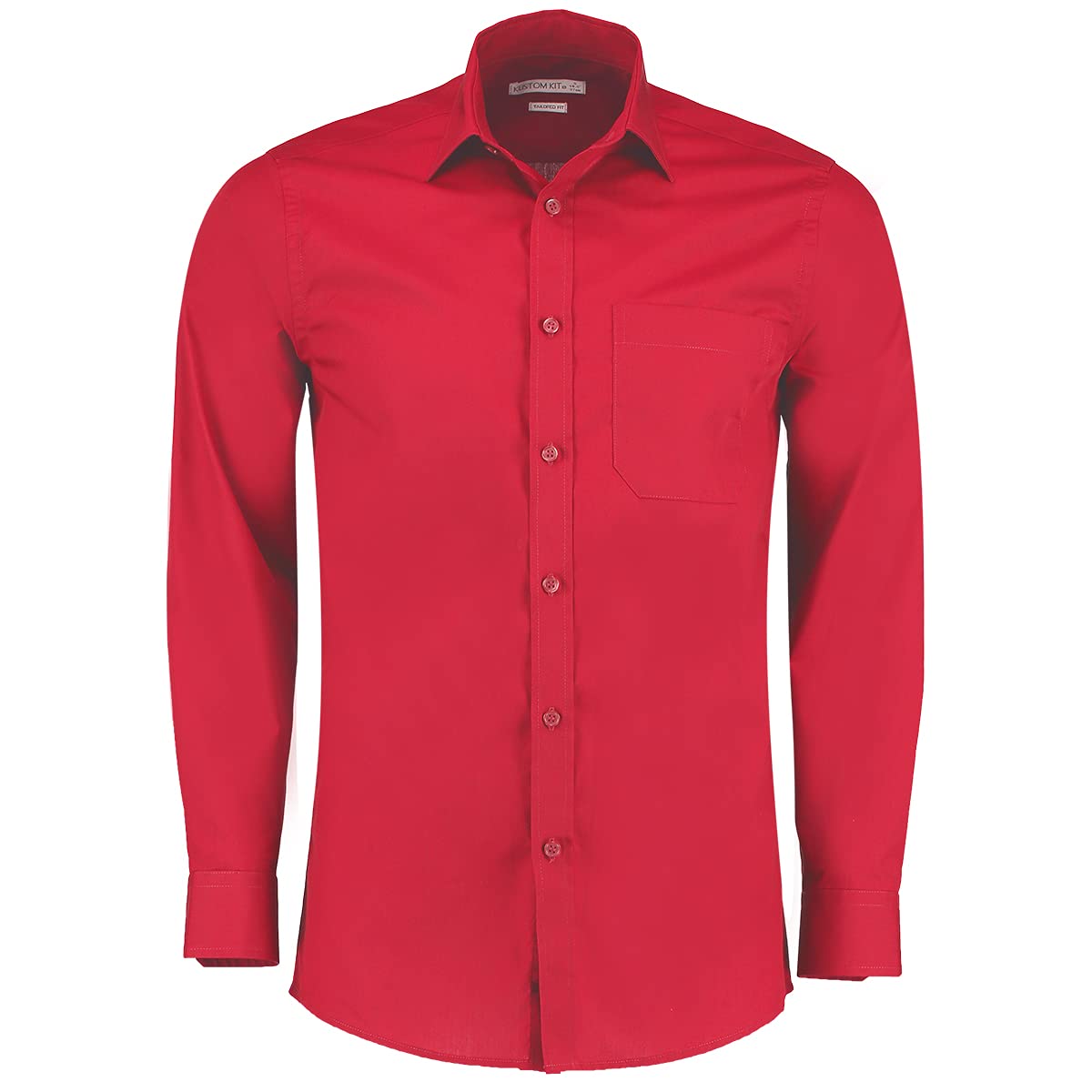 Kustom Kit Men's Men's Poplin Shirt (Long Sleeve) Business Shirt, Red (Red Kk-Red-), 45 (Manufacturer Size: 18)