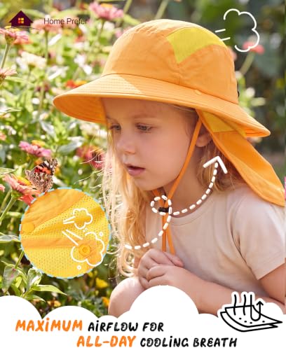Image of Home Prefer UPF 50+ Boys Sun Hat with Neck Flap Wide Brim Summer Beach Bucket Hat for Boys Girls Toddler Kids Safari Hat