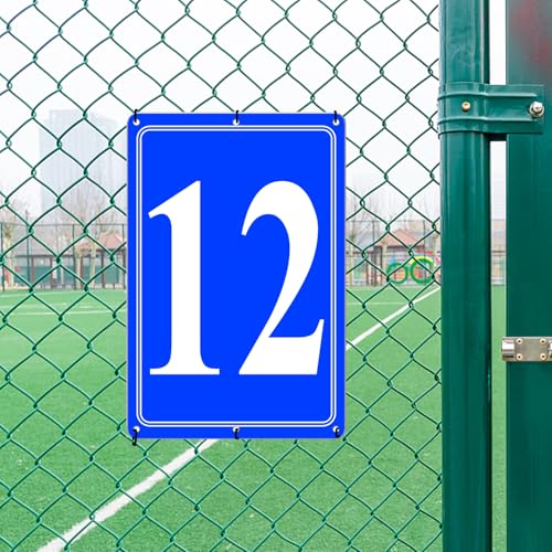 Image of Premium Aluminum Number Signs 12, Metal 12 inch X 8 inch Blue Numbered Signs Outdoor for Parking Lots, Floor, Dock, Court, Aisle, Field, High Visibility, No Fade, Weather-resistant
