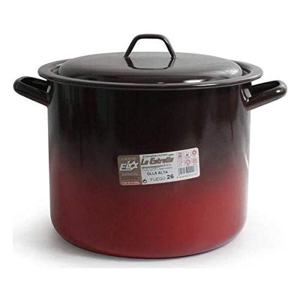 Esmaltaciones La Estrella Fuego - Olla Alta con Tapa, 26 cm, 11 L