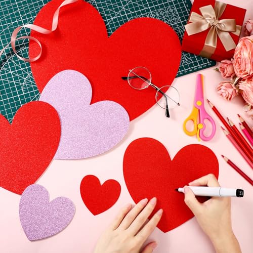 Fuyoooo 200 peças de recortes de coração com glitter para o dia dos namorados, 7 cm, 10 cm, 17 cm, 3