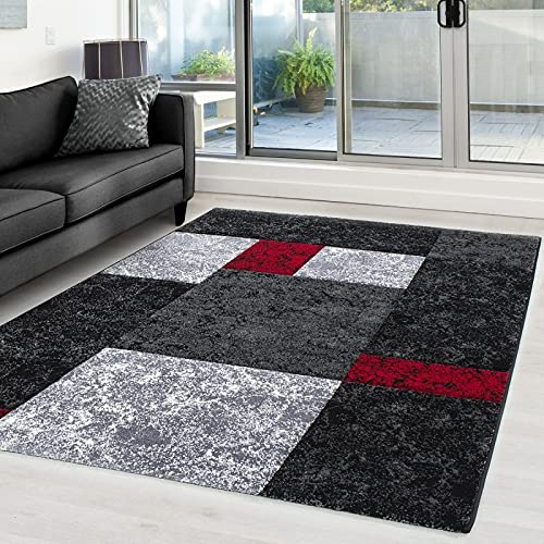 Tapis design moderne à carreaux avec coupe contour haut de gamme en polypropylène