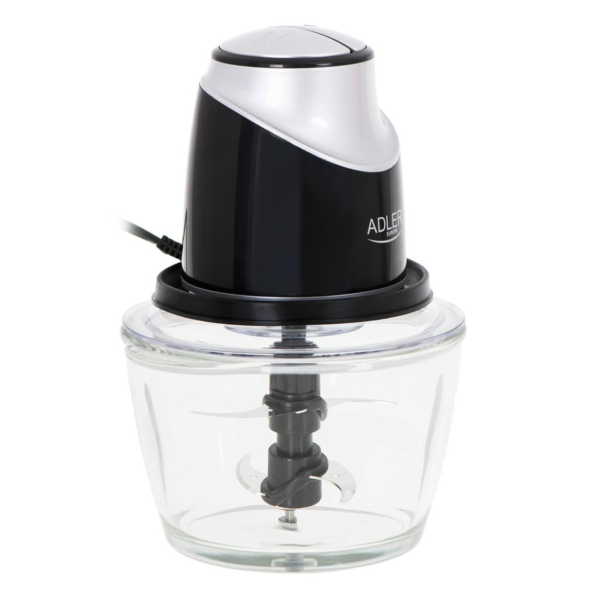 Adler AD 4082 rozdrabniacz ze szklaną miską 1,2 l, 550 W, rozdrabniacz wielofunkcyjny z antypoślizgową gumową nakładką