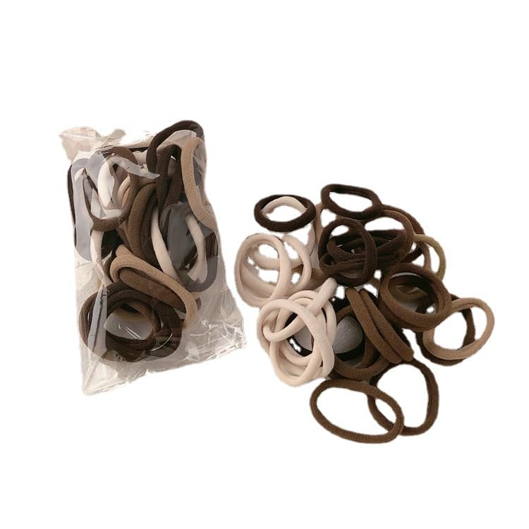 100 Assorted Seamless Elastic Hair Bobbles Hair Ties Elastics Band Ponytail Scrunchies Black Brown Classic Colours (Style1, One size)