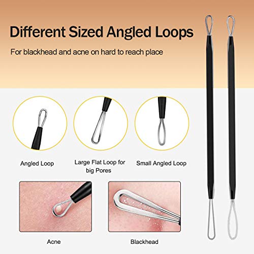 Pimple Popper Tool Kit, Aooeou 10 Pcs Professional Blackhead Remover Tool -Stainless Steel Pimple Extractor,Acne Tools for Blemish, Whitehead Popping, Zit Removing for Nose Face