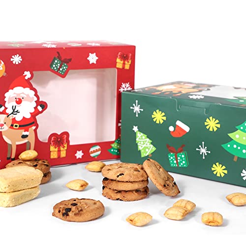 Sunseeke Christmas Cookie Boxes 24Pcs 8.3" X 6" X 3.7" White Boxes With Window, Cookie Boxes, Mini Cake Boxes, Dessert, Pastry, Small Treat Boxes #TOP3