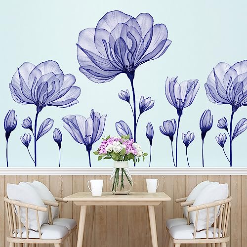 Vinilos decorativos 3D flor morada lily pack 2 hojas miniatura 3