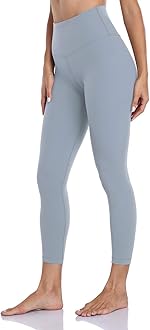 HeyNuts Formerly Hawthorn Athletic High Waisted Yoga Leggings for Women, Buttery Soft Workout Pants Compression 7/8 Leggings with Pockets Denim Blue L(12)