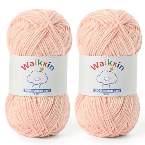 Image of Cotton Yarn for Crocheting - 262.4yds / 3.52oz Baby Yarn for Crocheting Soft - 100% Milk Cotton Yarn 5 Ply Crochet Amigurumi Yarn for Crafts&Puzzle /Socks /Hats(2 Light Pink)