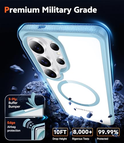 Image of FNTCASE for Samsung Galaxy S26-Ultra Case: Clear Magnetic Phone Cases with Screen Protector Compatible with Magsafe Slim Anti Yellowing Rugged Protective Transparent Cell Cover (C-Teal Magnetic)