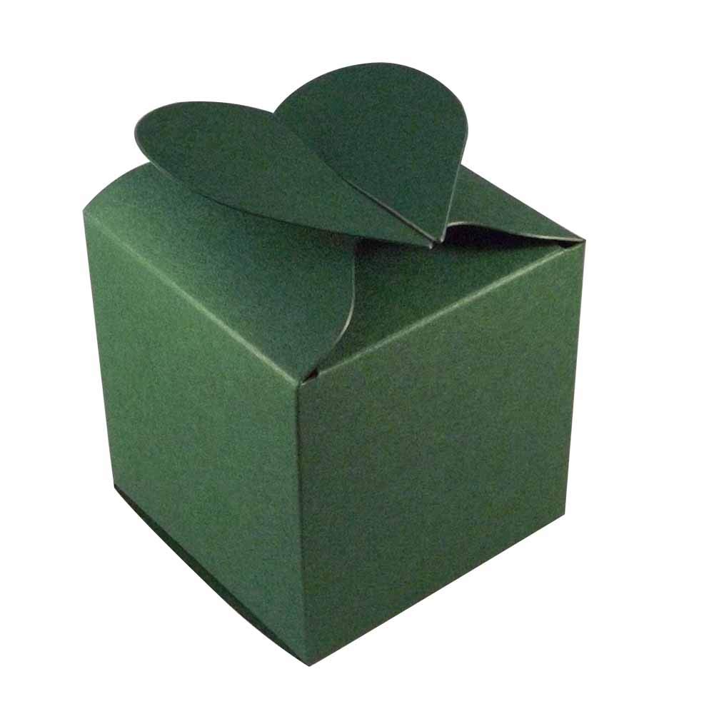 20 x Xmas Green Heart Top Wedding Favour Boxes