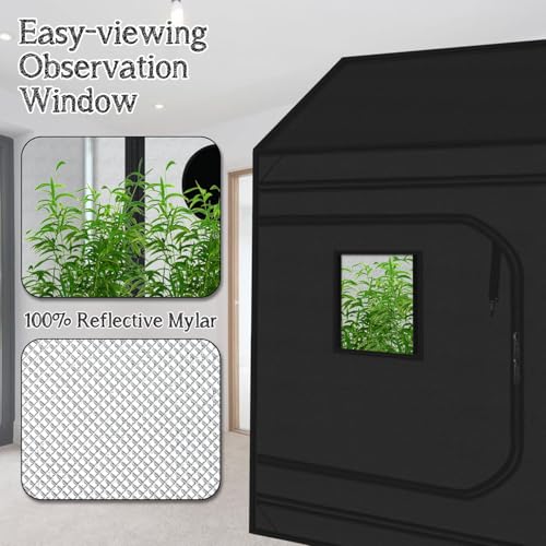 Image of zazzy 4x8 Grow Tent, 96 inchx48 inchx72 inch Roof Cube Indoor Plant Grow Tents