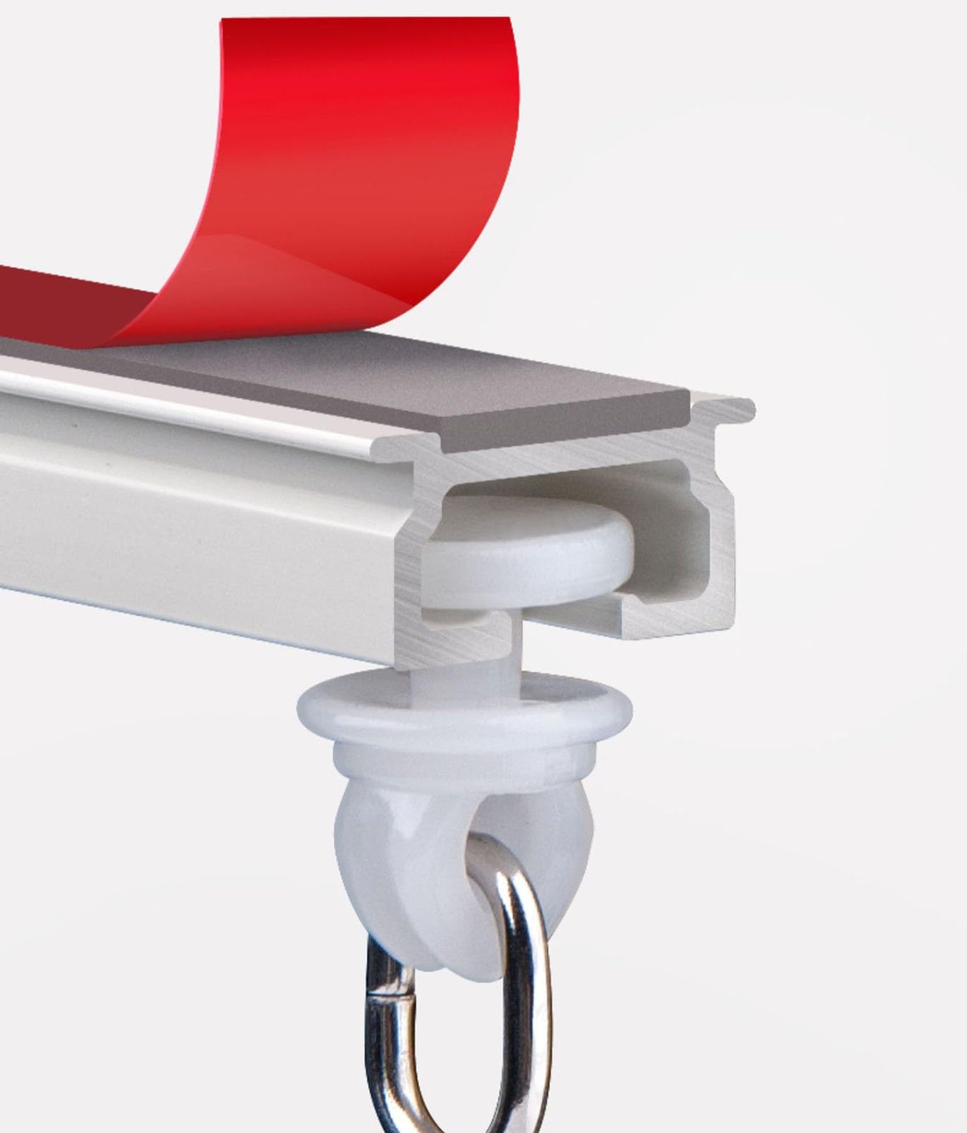 Robustes 1-12 m Aluminium-Klebeschienensystem für Decken- oder Wandmontage, kein Bohren, Raumteilerschiene, einfache Installation, 3,5 m / 11.5ft, ideal für Zuhause und Büro