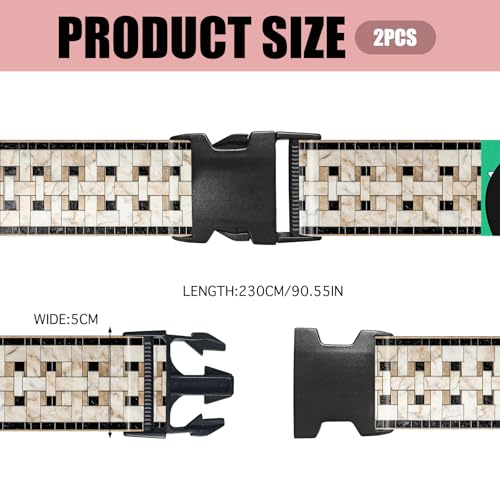 Image of Nuxovilar Luggage Straps Set for Suitcase 1.96x90.5in Polyester | Cargo Strap Travel Belt Security Buckle Band Business Travel Formal Trip Daily Use (Marble Mosaic)