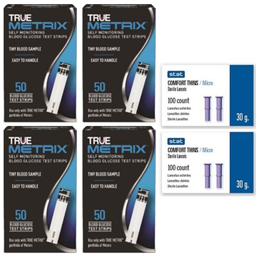 TRUE Metrix Blood Glucose Test Strips 200 Count, with 200 Stat 30-Gauge Lancets
