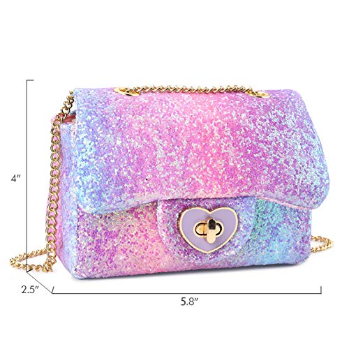Image of (Froal Sequin Pink) - CMK Trendy Kids Sparkly Glitter Toddler Kids Purse for Girls Quilted Little Girl Purses