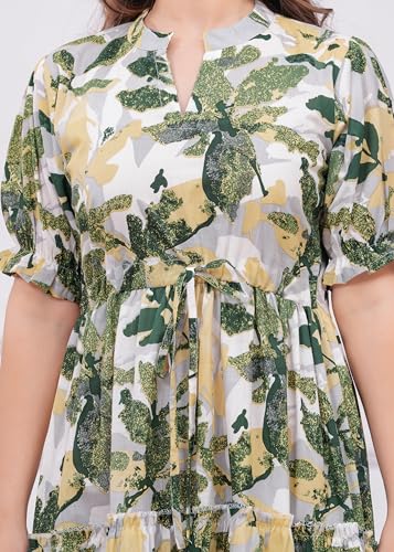 Image of Women's Floral Print Anarkali Kurti | Flared Long Maxi Kurta in Soft Cotton Fabric | Elegant Ethnic Wear for Casual & Festive Use | Anarkali Gown for Girls | 48 inch Length