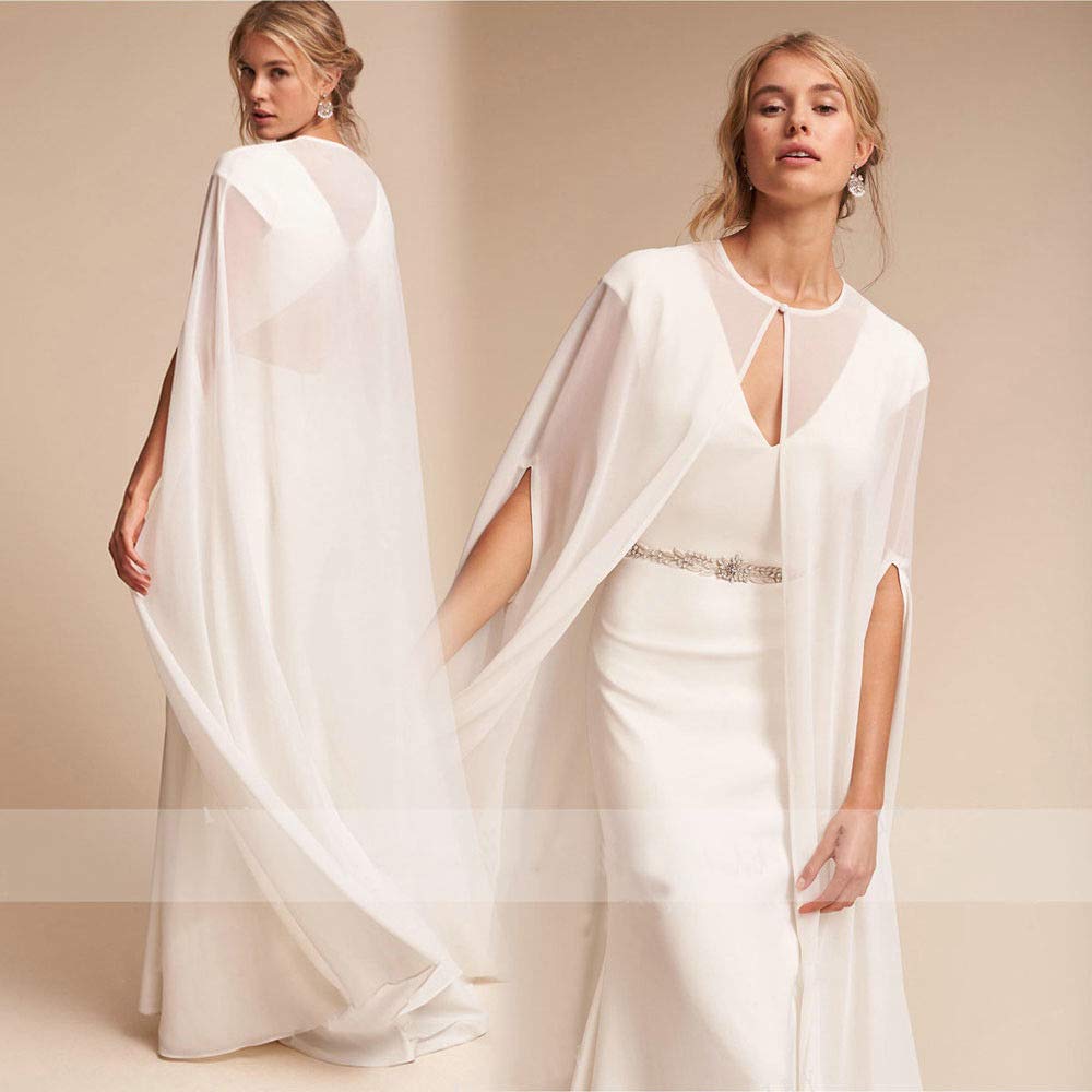 baise Capes Lace Applique Tulle Bridal Dress Long Cloak Custom Made Wedding Cape Shawls White And Ivory Bridal Wraps (Color : White, Size : One Size)