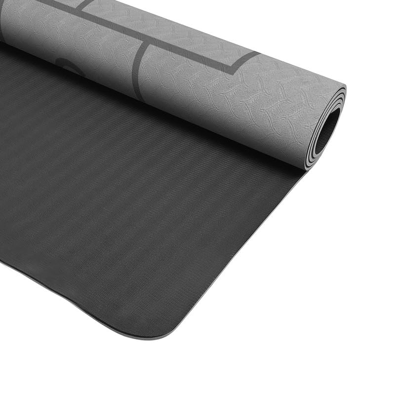 Image of Extra Wide Non Slippery TPE 6ft x 2.62ft x 6mm Yoga Mat for men, Women and Kids with hopscotch Play mat comes with Wooden Marker and bag cover - Black