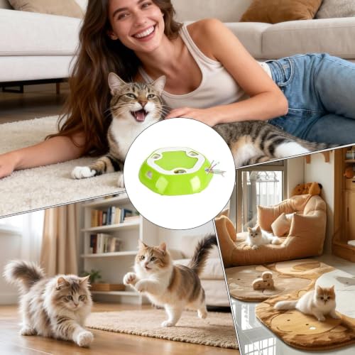 Plumero interactivo peluche con sensor de movimiento y caja de carton para gatos juego de cache 5