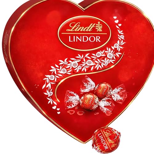 Bombones Corazón Chocolate con Leche | Edición San Valentín | 16 Bombones | Relleno Cremoso LINDOR | Caja Regalo 200g | Ideal para Parejas | Detalle Romántico