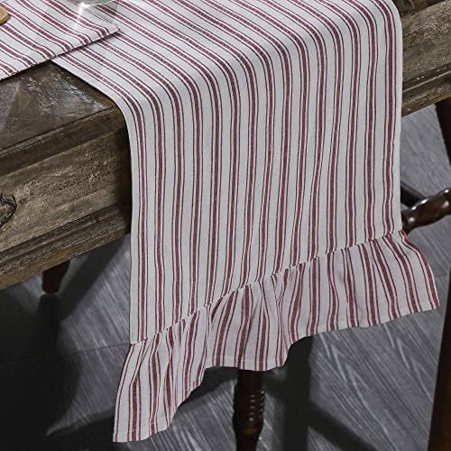 Timeless Ticking Red Runner with Ruffles, Country...