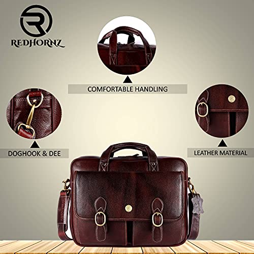 Image of Genuine Leather Floater Bombay Brown Leather 15.6 inch Laptop Bag for Men (Brown)