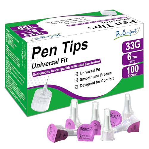 Pen Tips 33G x 6mm Universal Fit Comfortable Design 100 Count Pen Tip 33G 6mm