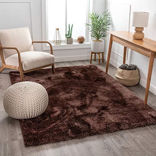 Image of Tauhid Carpet Handmade Super Soft Shag Carpet Rug Microfiber Area Carpet Rug for Living Room, Bedroom, Home Decor 2x5 feet Runner Brown.