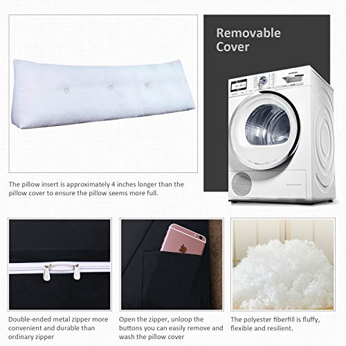 Wowmax Large Bolster Triangular Positioning Support Reading Backrest Wedge Pillow For Headboard For Day Bed Bunk Bed With Removable Cover Velvet Black King #TOP2