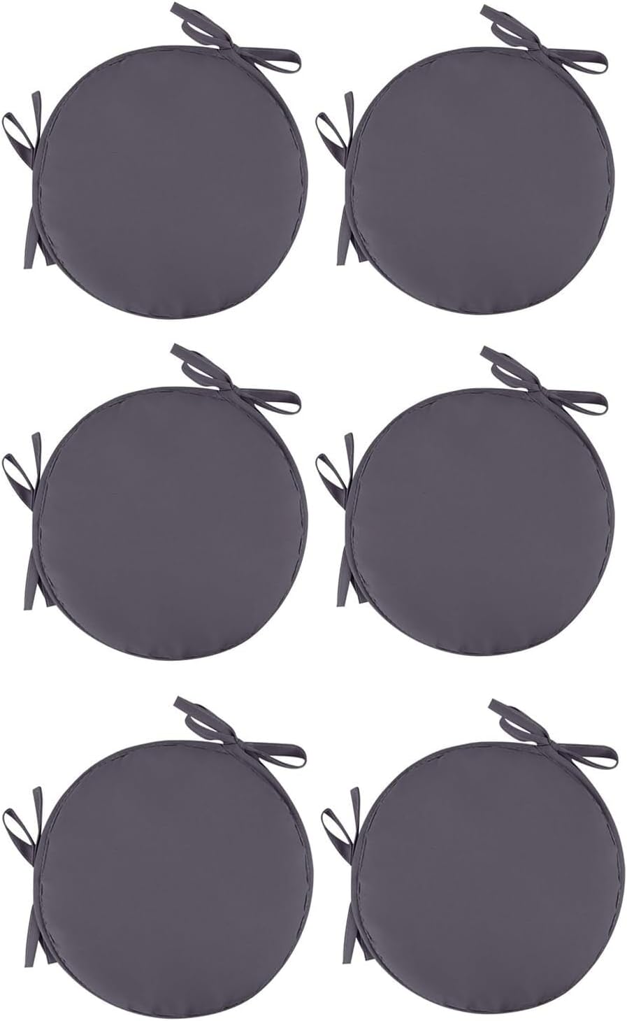Set of 6/4/2 Outdoor Round Chair Cushions 12x12'' Patio Cushions Chair Pads for Dining Room Comfy Seat Cushion Garden Kitchen Office Car Home Patio Furniture Washable(Dark Gray,6 Pack)