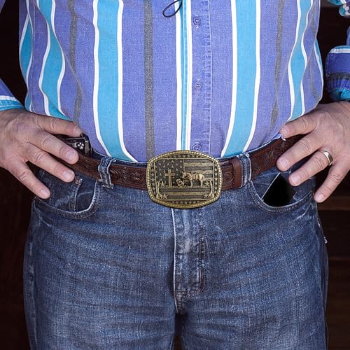 Image of Cowboy Belt Buckle for Men Western Cowgirl Rodeo Longhorn Bull Belt Buckles