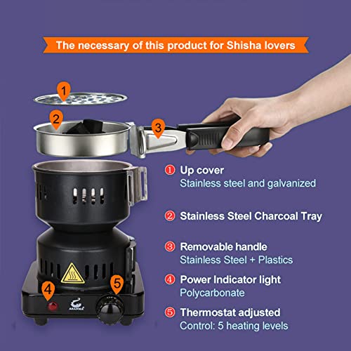 Charcoal Starter - Coal Burner Hot Plate Durable Faster Electric Coal Stove 120V~650W With Detachable Handle Stainless Steel Grill & Rack Smart Heat Control For Bbq Kitchen #TOP3