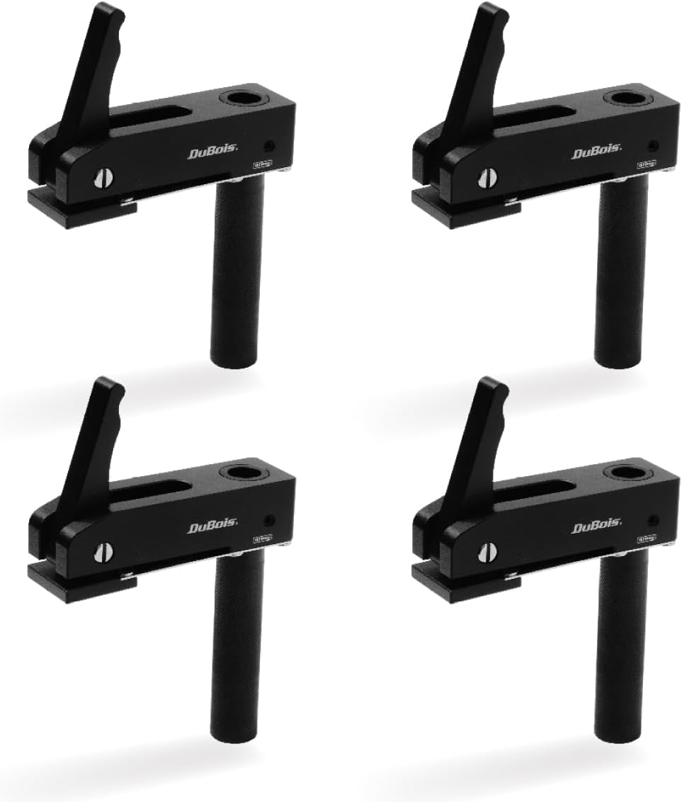DuBois 51057-P2 MFT Style Hold Down Hold Fast Clamps Woodworking Set, 3/4" (19mm) Bench Dog Hole, Aluminum Quick Clamp and Release, 4 PK