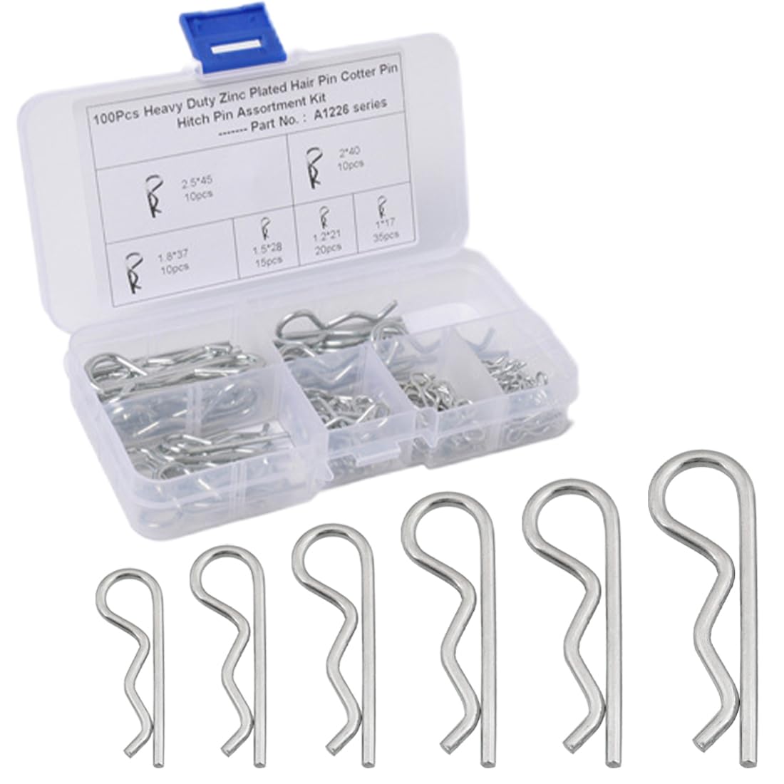 ZHYUAN Klappsplinte Set - 50 Stück Verzinkt, 4 Größen Für Anhänger & Landmaschinen