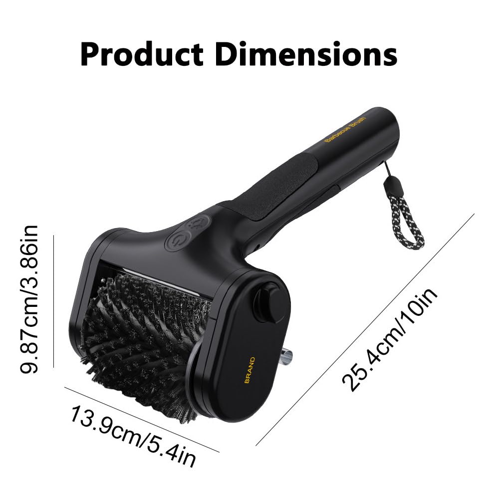 Spazzola Elettrica per Barbecue, Pulitore Cordless con Testine Intercambiabili, Spazzola Robusta con Luce LED E Setole in Acciaio Inox per Griglie da Interno Ed Esterno