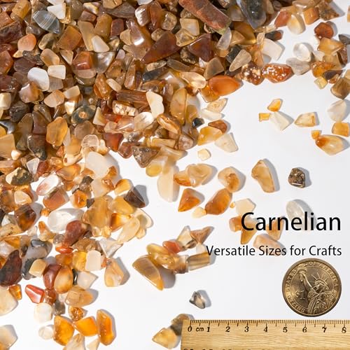 Image of Carnelian Crystal Chips Bulk 2lbs, 2400+ Pieces, 5-8mm Natural Gemstones